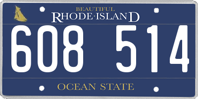 RI license plate 608514