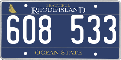 RI license plate 608533