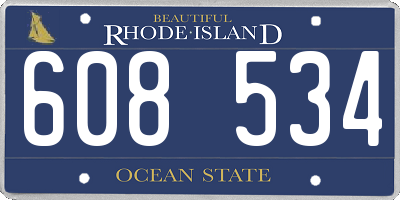 RI license plate 608534