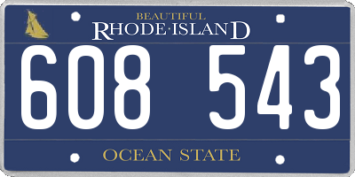 RI license plate 608543