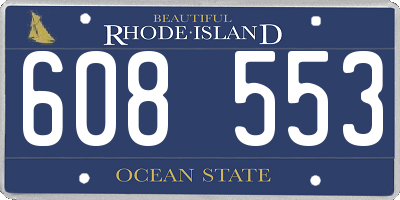 RI license plate 608553