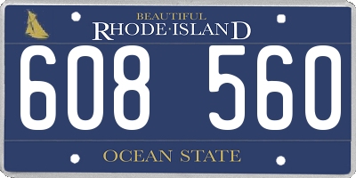 RI license plate 608560