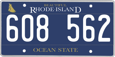 RI license plate 608562