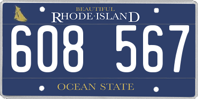 RI license plate 608567