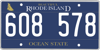 RI license plate 608578