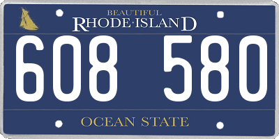 RI license plate 608580