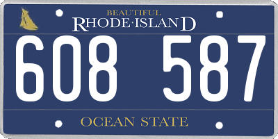 RI license plate 608587