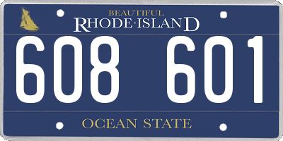 RI license plate 608601