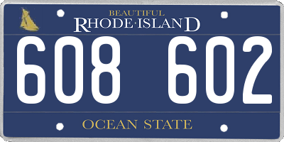 RI license plate 608602