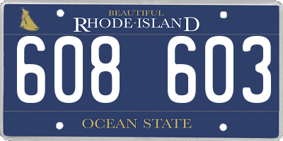 RI license plate 608603