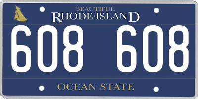 RI license plate 608608