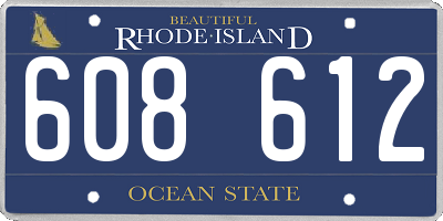 RI license plate 608612