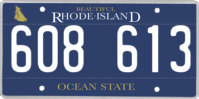 RI license plate 608613
