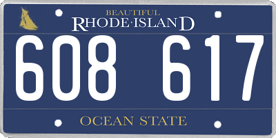 RI license plate 608617