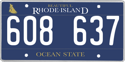 RI license plate 608637