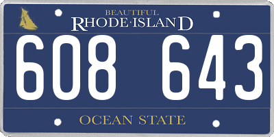 RI license plate 608643