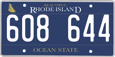 RI license plate 608644