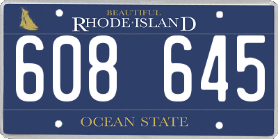 RI license plate 608645
