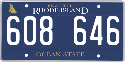 RI license plate 608646