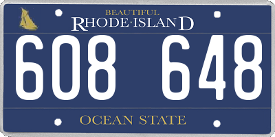 RI license plate 608648