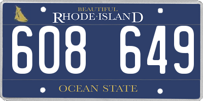 RI license plate 608649