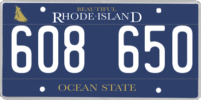 RI license plate 608650
