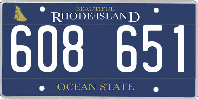 RI license plate 608651