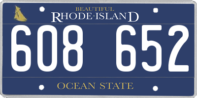 RI license plate 608652