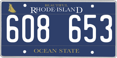 RI license plate 608653