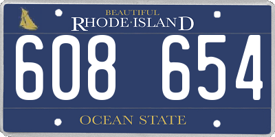 RI license plate 608654