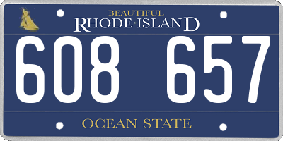 RI license plate 608657