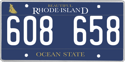 RI license plate 608658