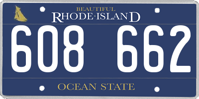 RI license plate 608662