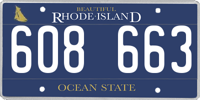 RI license plate 608663