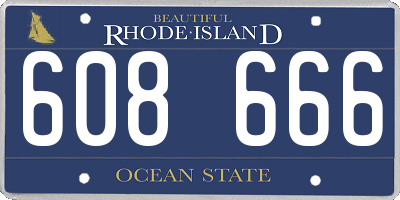 RI license plate 608666