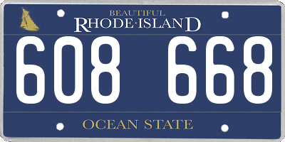 RI license plate 608668
