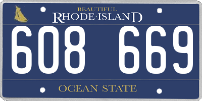 RI license plate 608669