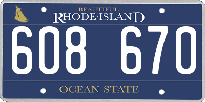 RI license plate 608670