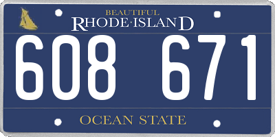 RI license plate 608671