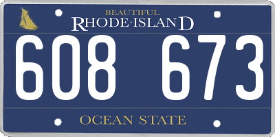 RI license plate 608673