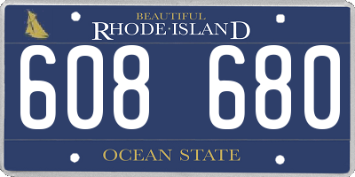 RI license plate 608680