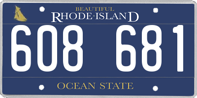 RI license plate 608681
