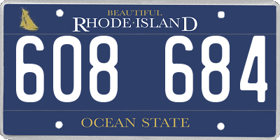 RI license plate 608684