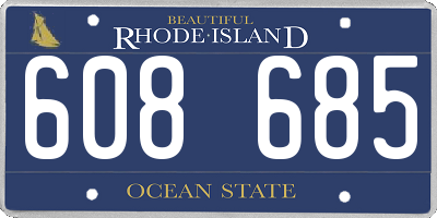 RI license plate 608685