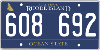 RI license plate 608692
