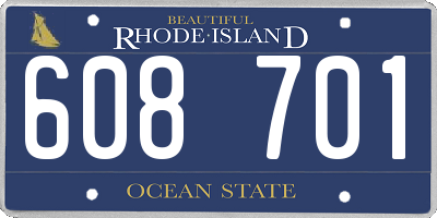 RI license plate 608701