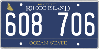 RI license plate 608706