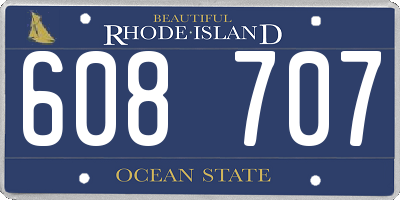 RI license plate 608707
