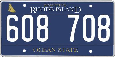 RI license plate 608708