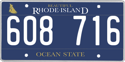 RI license plate 608716
